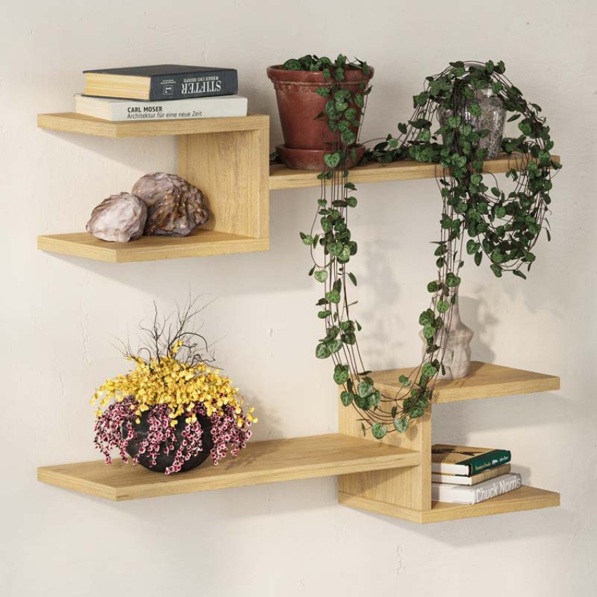 Ραφιέρα τοίχου Fork 2 τεμαχίων από μελαμίνη χρώμα sapphire oak 75x19,5x18εκ.