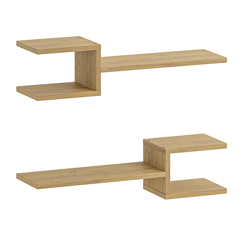 Ραφιέρα τοίχου Fork 2 τεμαχίων από μελαμίνη χρώμα sapphire oak 75x19,5x18εκ.