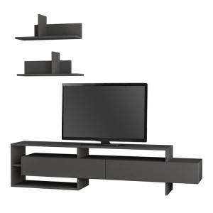 Έπιπλο τηλεόρασης Gara από μελαμίνη χρώμα ανθρακί 180x29,8x42εκ.