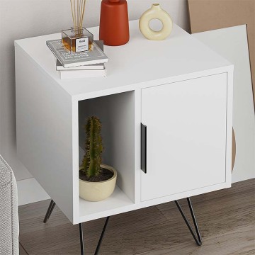 Κομοδίνο μελαμίνης Glynn χρώμα λευκό 50,2x44,6x60εκ.