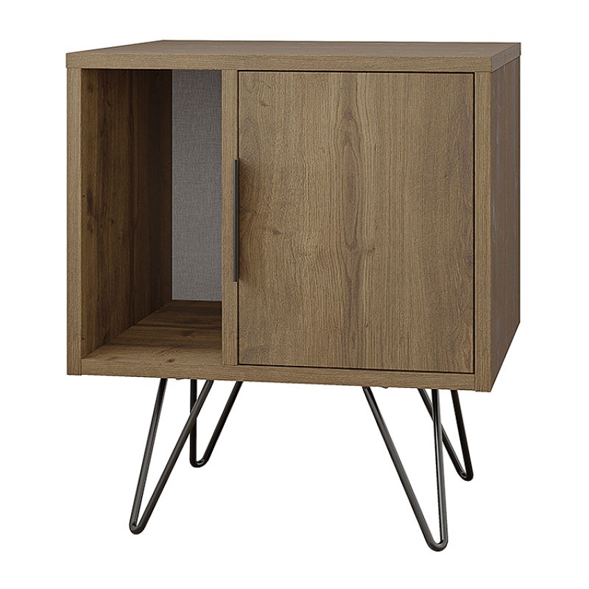 Κομοδίνο μελαμίνης Glynn χρώμα ανοιχτό καφέ 50,2x44,6x60εκ.