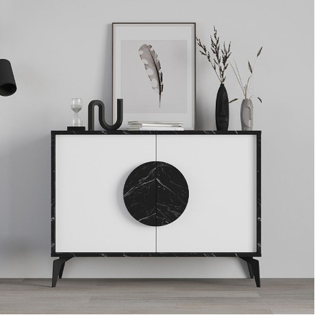Μπουφές Gora Μαύρο Εφέ Μαρμάρου - Λευκό 110x35,6x82 εκ.