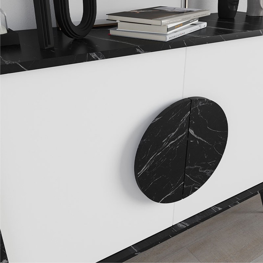 Μπουφές Gora Μαύρο Εφέ Μαρμάρου - Λευκό 110x35,6x82 εκ.