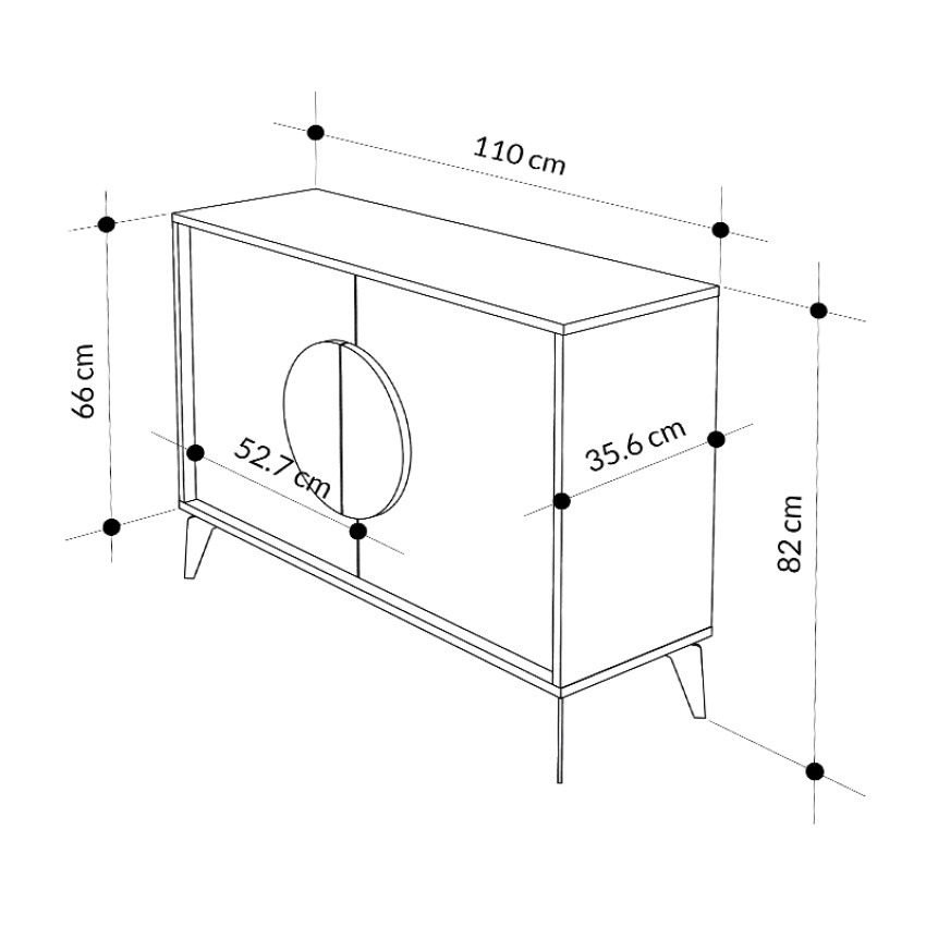 Μπουφές Gora Μαύρο Εφέ Μαρμάρου - Λευκό 110x35,6x82 εκ.