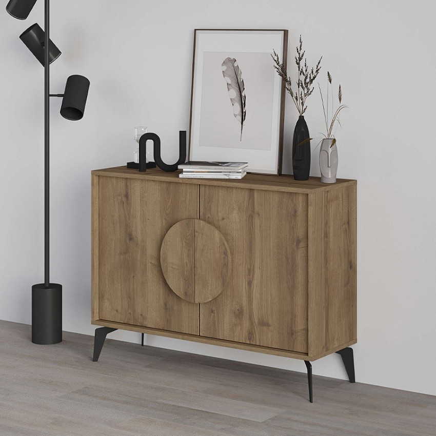 Μπουφές μελαμίνης Gora χρώμα ανοιχτό καρυδί 110x35,6x82εκ.