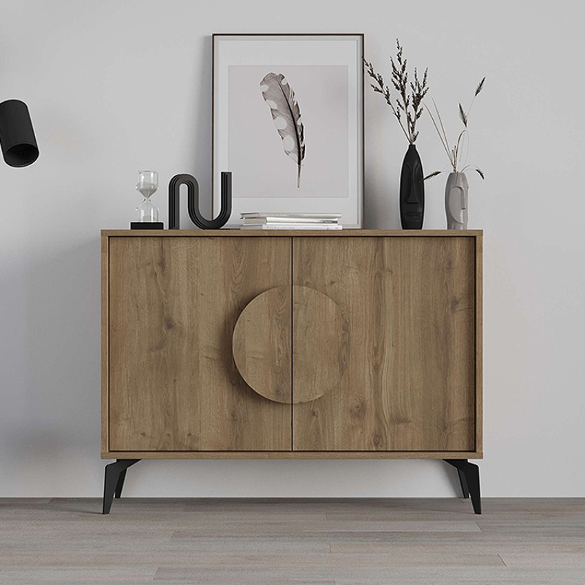 Μπουφές μελαμίνης Gora χρώμα ανοιχτό καρυδί 110x35,6x82εκ.