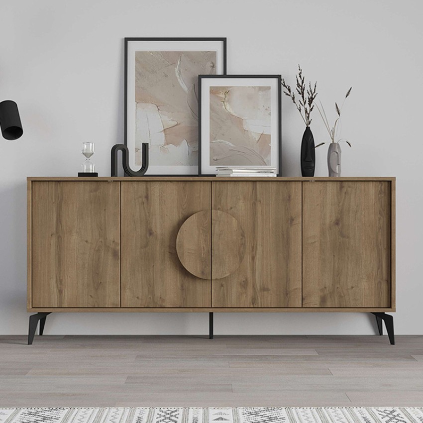 Μπουφές μελαμίνης Gora χρώμα ανοιχτό καρυδί 180x35,6x82εκ.