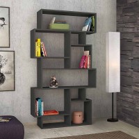 Βιβλιοθήκη μελαμίνης Karmato χρώμα ανθρακί 96x25,5x168,5εκ.
