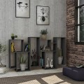 Βιβλιοθήκη μελαμίνης Karmato χρώμα ανθρακί 96x25,5x168,5εκ.