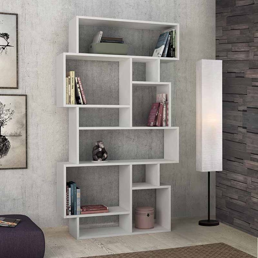 Βιβλιοθήκη μελαμίνης Karmato χρώμα λευκό 96x25,5x168,5εκ.