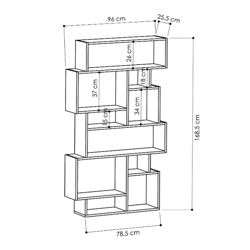 Βιβλιοθήκη μελαμίνης Karmato χρώμα λευκό 96x25,5x168,5εκ.