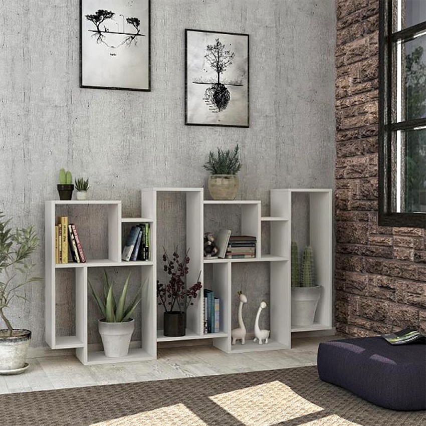 Βιβλιοθήκη μελαμίνης Karmato χρώμα λευκό 96x25,5x168,5εκ.