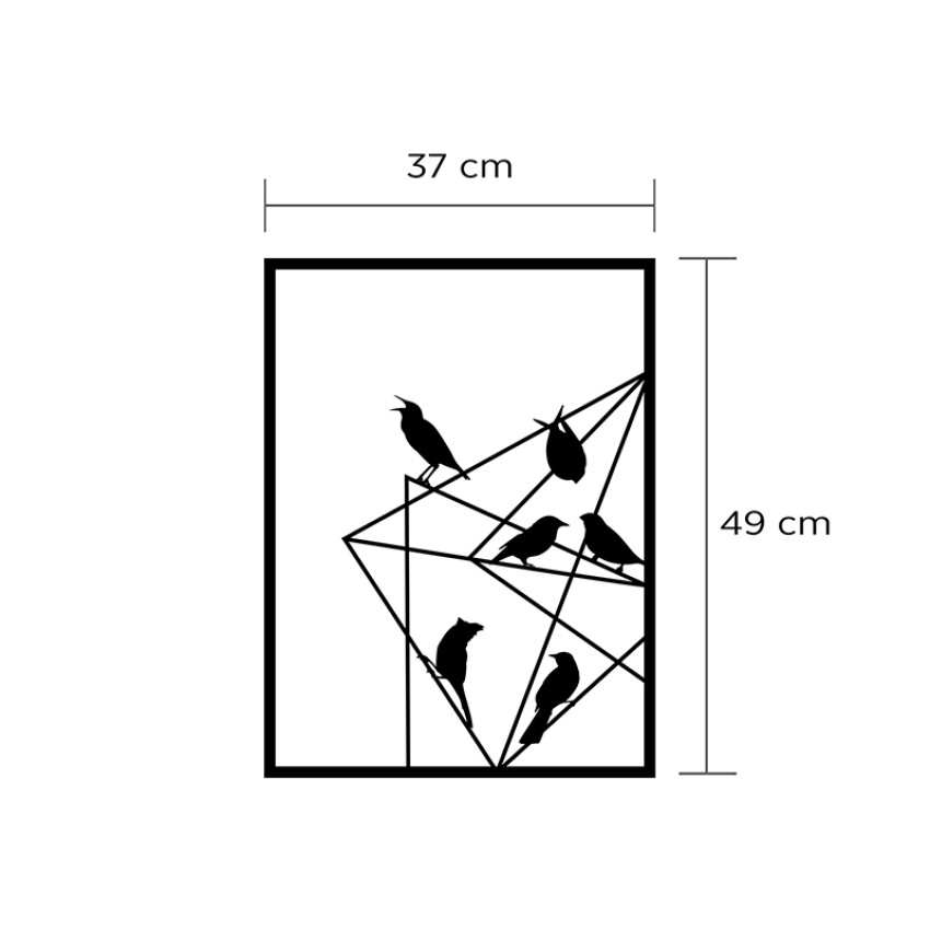 Διακοσμητικό τοίχου Birds on Wire μεταλλικό χρώμα μαύρο 37x2x49εκ.