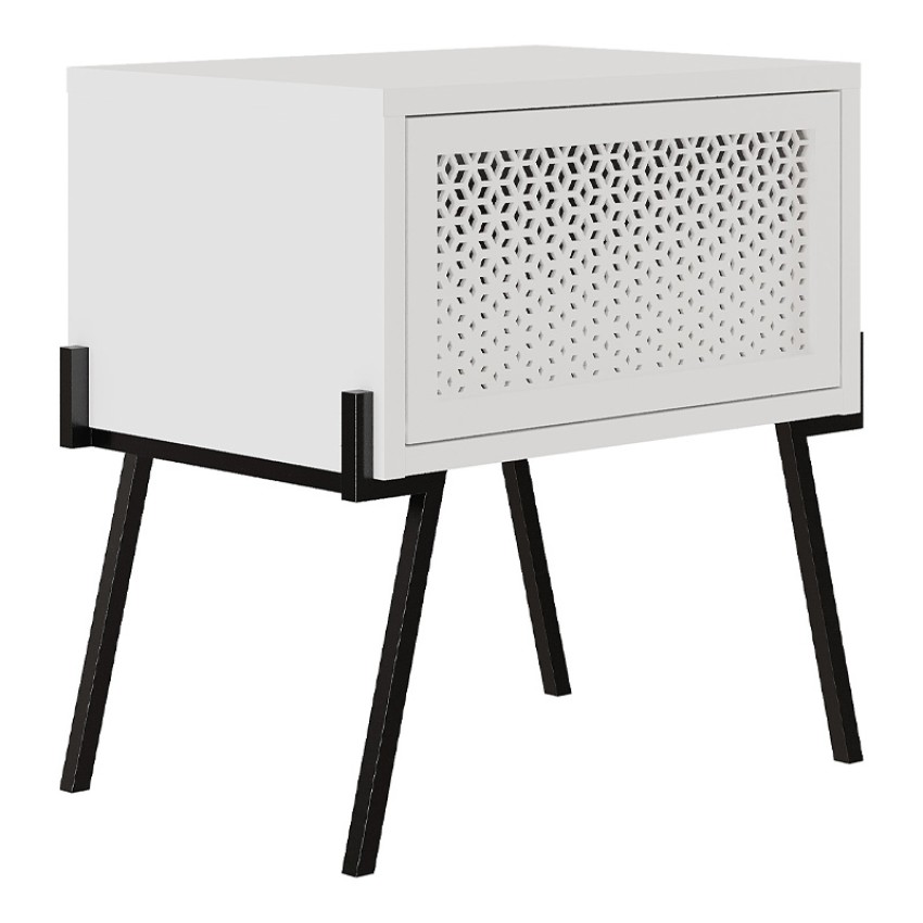 Κομοδίνο μελαμίνης Naive χρώμα λευκό 48x34x51εκ. Κομοδίνο μελαμίνης Naive χρώμα λευκό 48x34x51εκ.