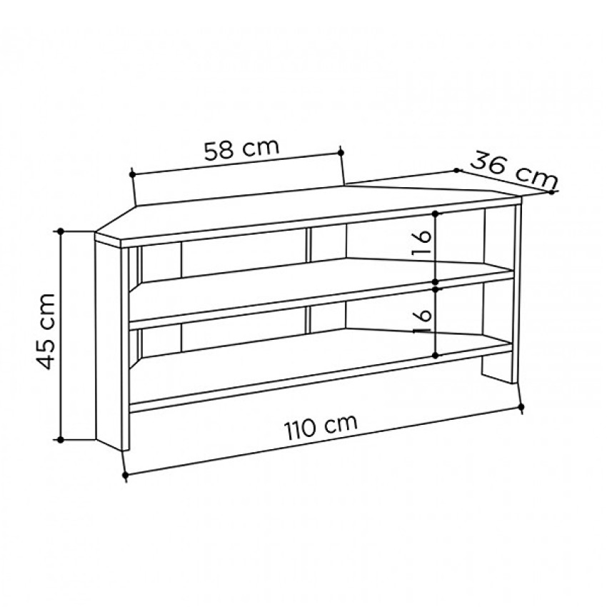 Έπιπλο τηλεόρασης γωνιακό Thales μελαμίνης χρώμα φυσικό οξιάς 110x36x45εκ.