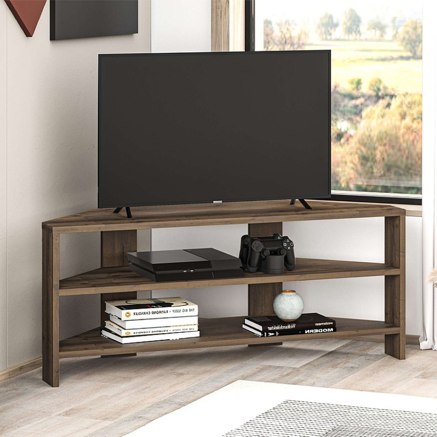 Έπιπλο τηλεόρασης γωνιακό Thales χρώμα ανοιχτό καρυδί 110x36x45εκ.