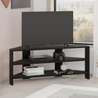 Έπιπλο Τηλεόρασης Thales Γωνιακό με 2 Ράφια Black Wood 110x36x45 εκ.