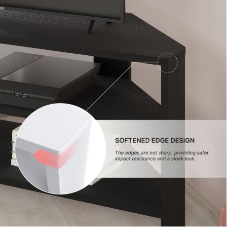 Έπιπλο Τηλεόρασης Thales Γωνιακό με 2 Ράφια Black Wood 110x36x45 εκ.
