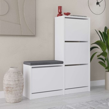 Παπουτσοθήκη μελαμίνης Dude χρώμα λευκό 104,8x26x118,5εκ.