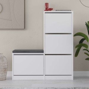 Παπουτσοθήκη μελαμίνης Dude χρώμα λευκό 104,8x26x118,5εκ.