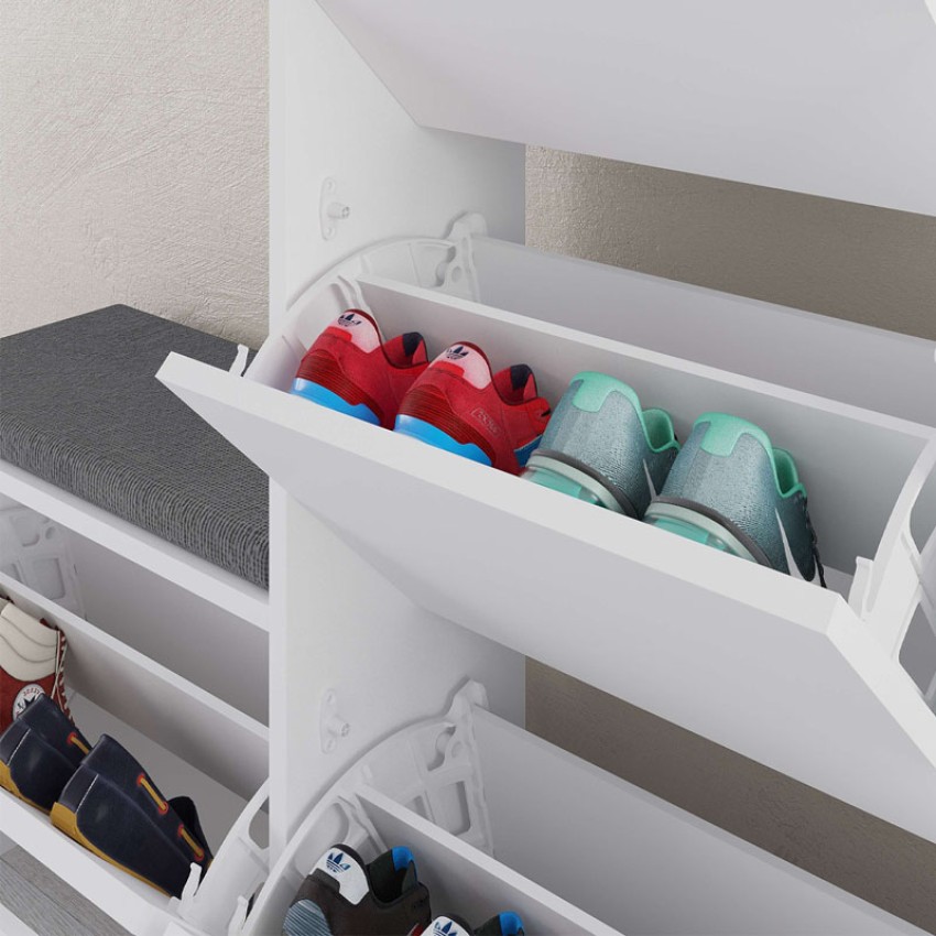 Παπουτσοθήκη μελαμίνης Dude χρώμα λευκό 104,8x26x118,5εκ.