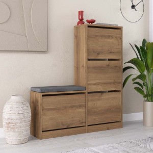 Παπουτσοθήκη μελαμίνης Dude χρώμα ανοιχτό καρυδί 104,8x26x118,5εκ.