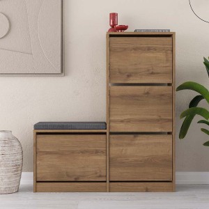 Παπουτσοθήκη μελαμίνης Dude χρώμα ανοιχτό καρυδί 104,8x26x118,5εκ.