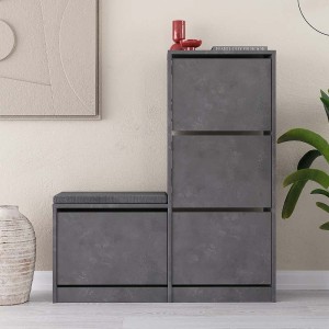 Παπουτσοθήκη μελαμίνης Dude χρώμα γκρι ρετρό 104,8x26x118,5εκ.