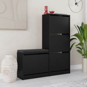 Παπουτσοθήκη μελαμίνης Dude χρώμα μαύρο 104,8x26x118,5εκ.