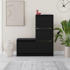 Παπουτσοθήκη μελαμίνης Dude χρώμα μαύρο 104,8x26x118,5εκ.