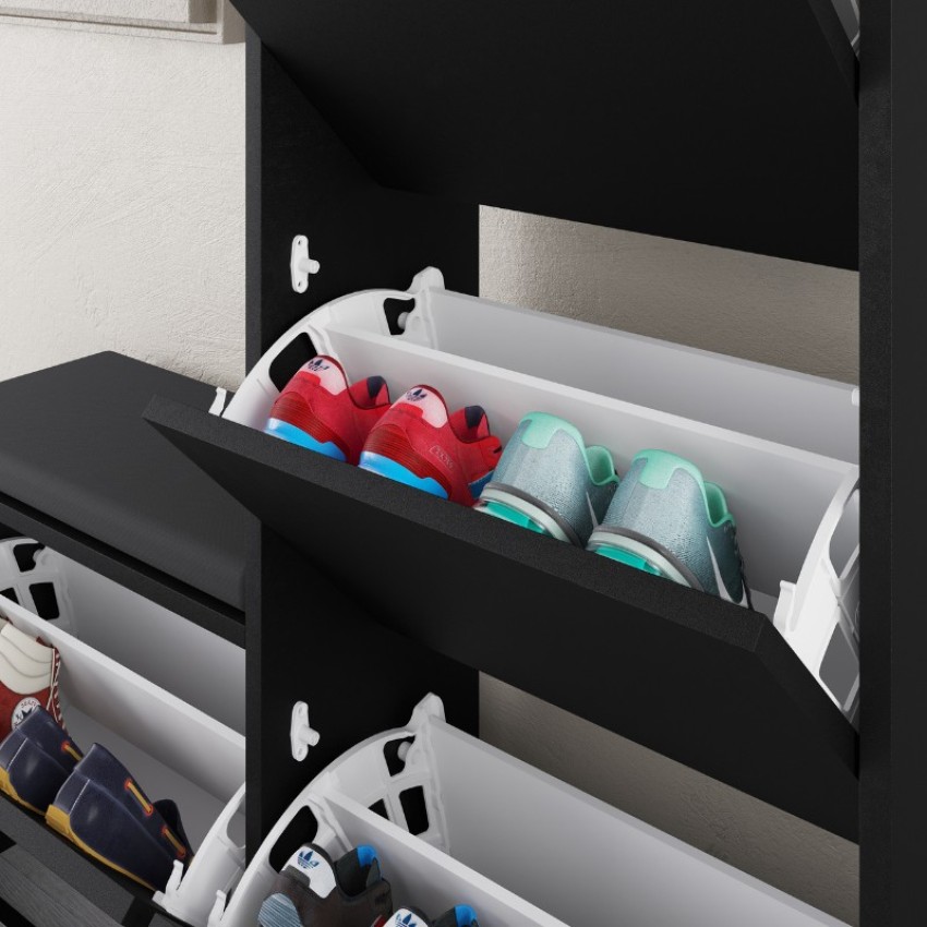 Παπουτσοθήκη μελαμίνης Dude χρώμα μαύρο 104,8x26x118,5εκ.