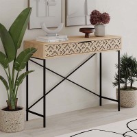 Κονσόλα Heaton μεταλλική - μελαμίνης χρώμα sapphire oak 110x35,6x90εκ.