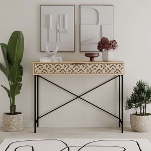 Κονσόλα Heaton μεταλλική - μελαμίνης χρώμα sapphire oak 110x35,6x90εκ. Κονσόλα Heaton μεταλλική - μελαμίνης χρώμα sapphire oak 110x35,6x90εκ.