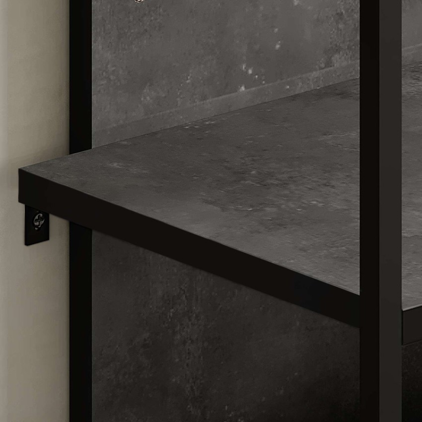 Έπιπλο εισόδου Archy από μελαμίνη - μέταλλο χρώμα γκρι ρετρό 53x31,7x180εκ.