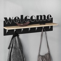 Κρεμάστρα τοίχου Welcome χρώμα μαύρο - sapphire oak 86x15,2x29εκ.