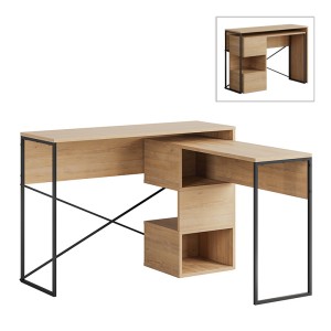 Γραφείο εργασίας πολυμορφικό Badau χρώμα φυσικό οξιάς 110x37,2x77εκ.