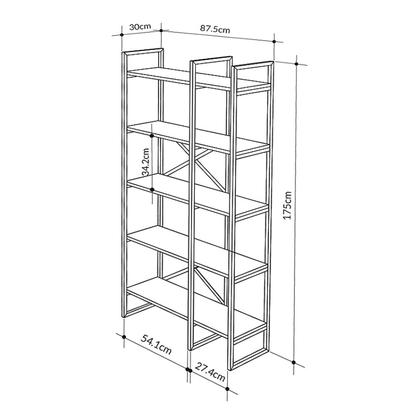 Βιβλιοθήκη Dusan χρώμα sepet oak 87,5x30x175εκ.