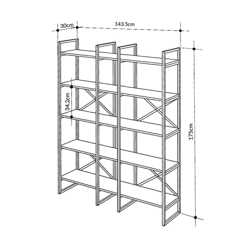 Βιβλιοθήκη Dusan χρώμα sepet oak 143,5x30x175εκ.