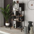 Βιβλιοθήκη Midi χρώμα sapphire oak - silky black 88x35x175εκ.