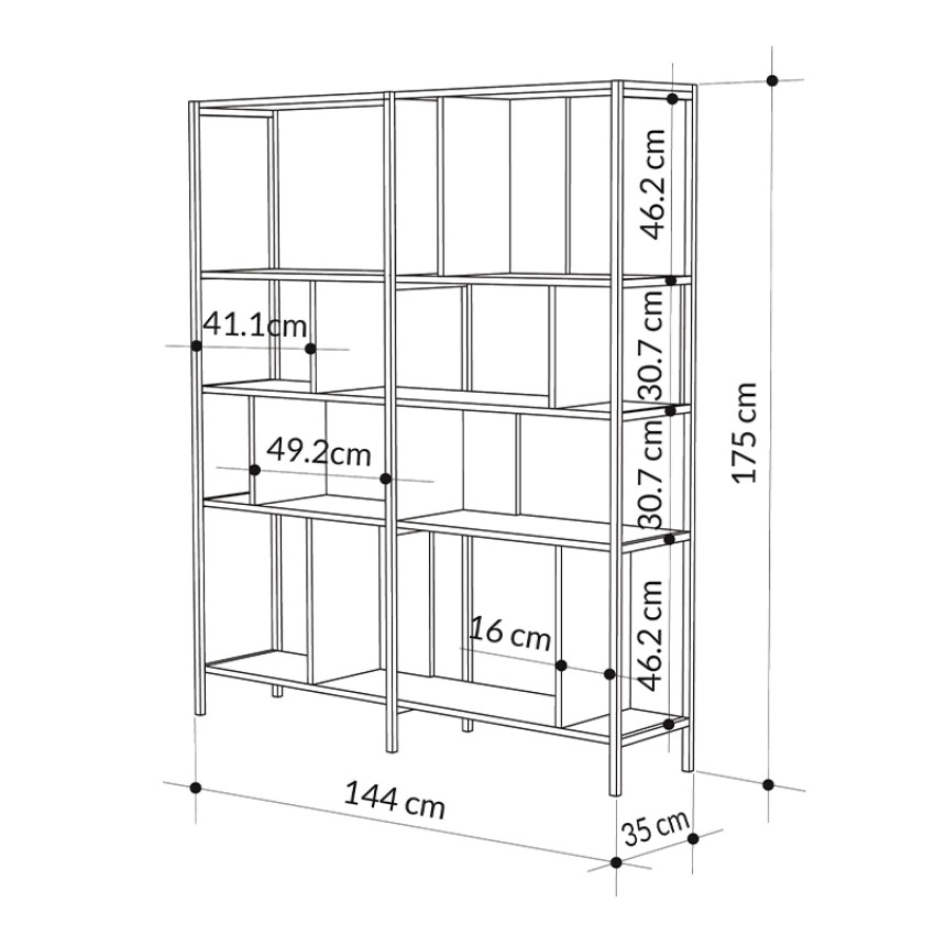 Βιβλιοθήκη Maxi χρώμα sapphire oak - silky black 144x35x175εκ.