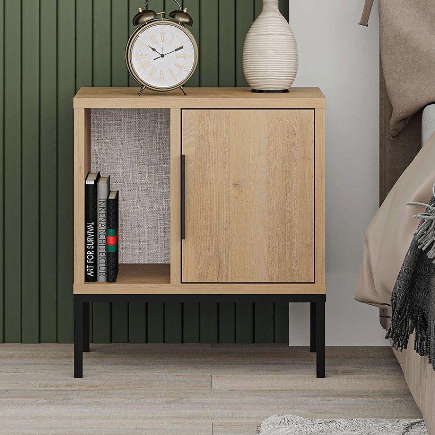 Κομοδίνο Glynn χρώμα saphhire oak 45x35x50εκ.