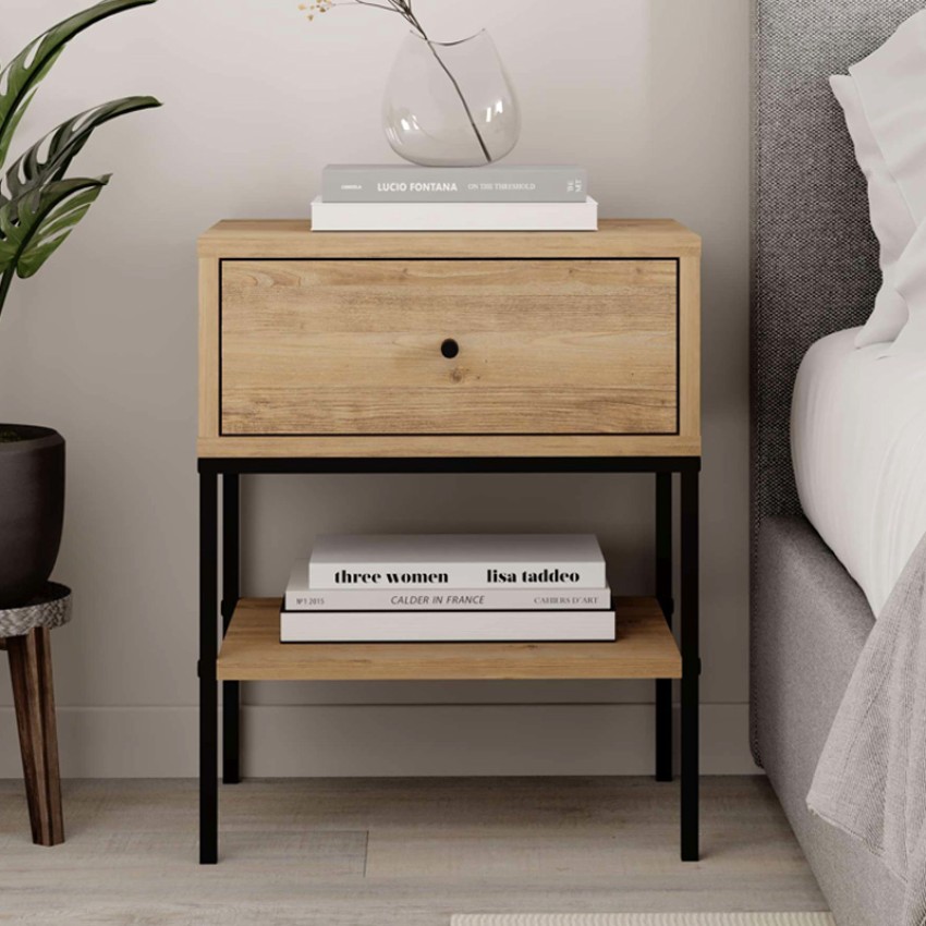 Κομοδίνο Lisa χρώμα saphhire oak 45x35x56εκ.