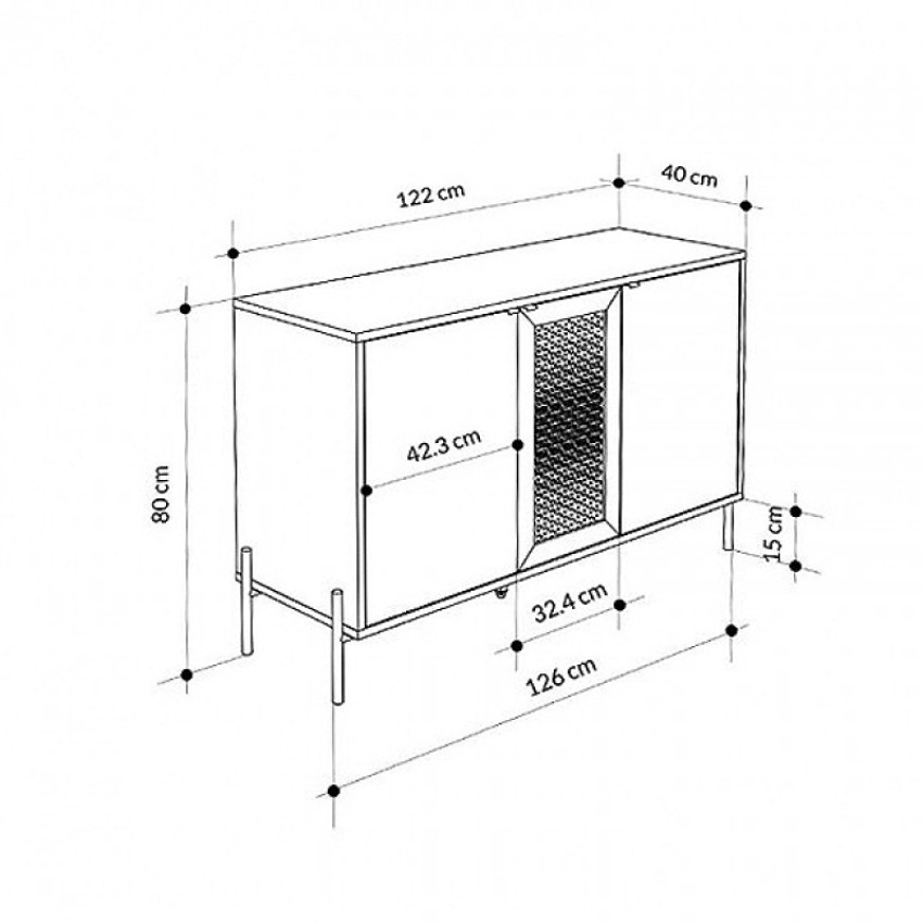 Μπουφές Naive χρώμα sapphire oak 126x40x80εκ.