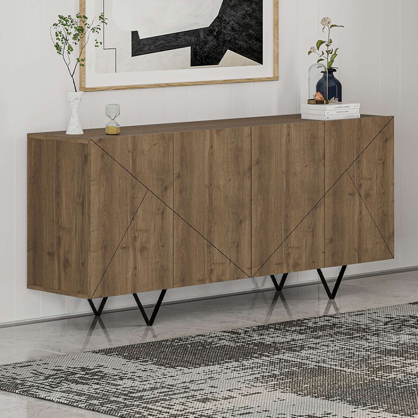 Μπουφές Jakomen χρώμα ανοιχτό καρυδί 180x41,7x80εκ.