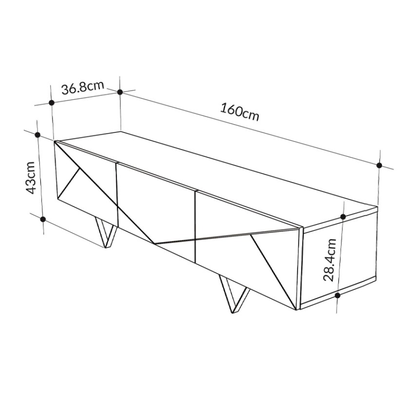 Έπιπλο τηλεόρασης Jakomen χρώμα ανοιχτό καρυδί 160x36,8x43εκ.
