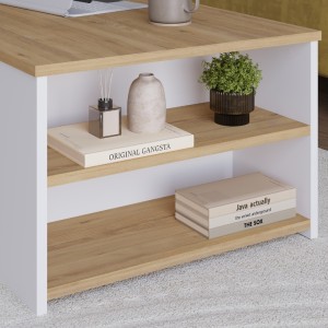 Τραπεζάκι σαλονιού Berg χρώμα φυσικό οξιάς - λευκό 110x60x40εκ.