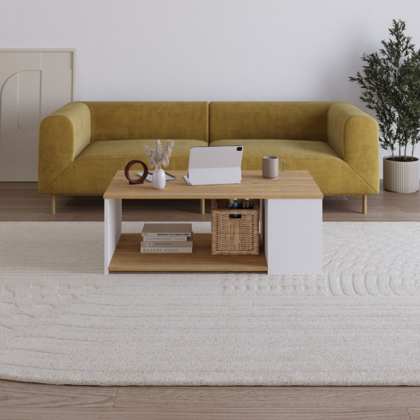 Τραπεζάκι σαλονιού Berg χρώμα φυσικό οξιάς - λευκό 110x60x40εκ. Τραπεζάκι σαλονιού Berg χρώμα φυσικό οξιάς - λευκό 110x60x40εκ.