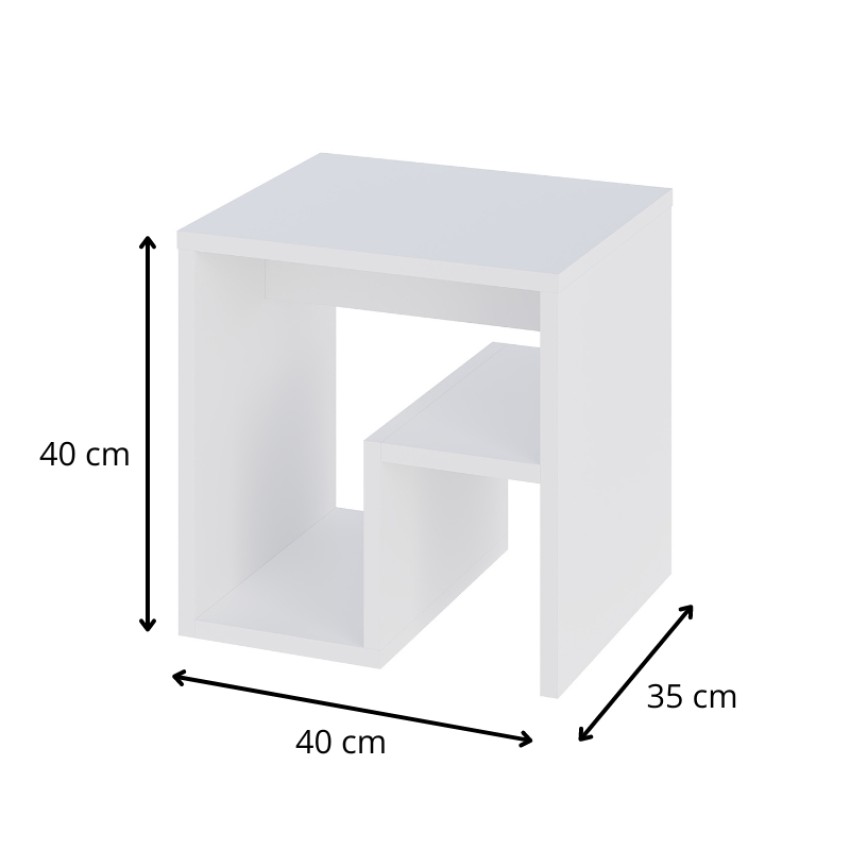 Τραπεζάκι βοηθητικό - Κομοδίνο Bon χρώμα λευκό 40x35x40εκ.