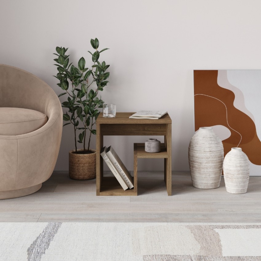 Τραπεζάκι βοηθητικό - Κομοδίνο Bon χρώμα ανοιχτό καρυδί 40x35x40εκ.