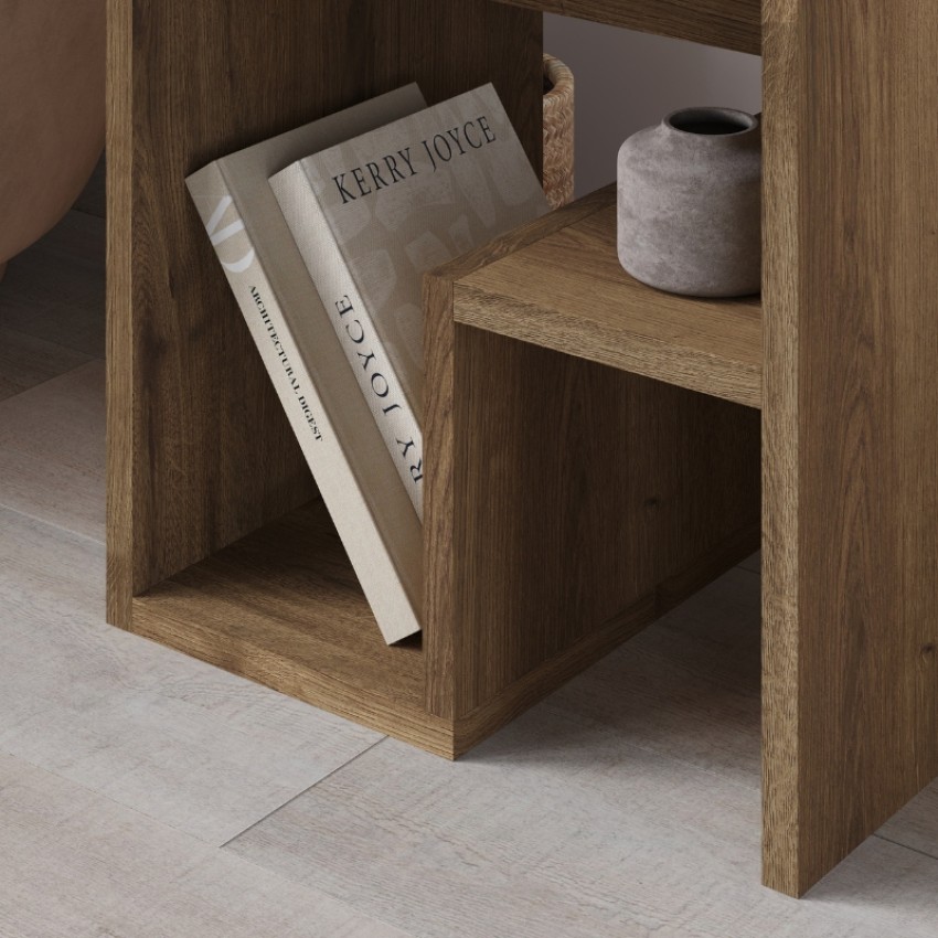 Τραπεζάκι βοηθητικό - Κομοδίνο Bon χρώμα ανοιχτό καρυδί 40x35x40εκ.